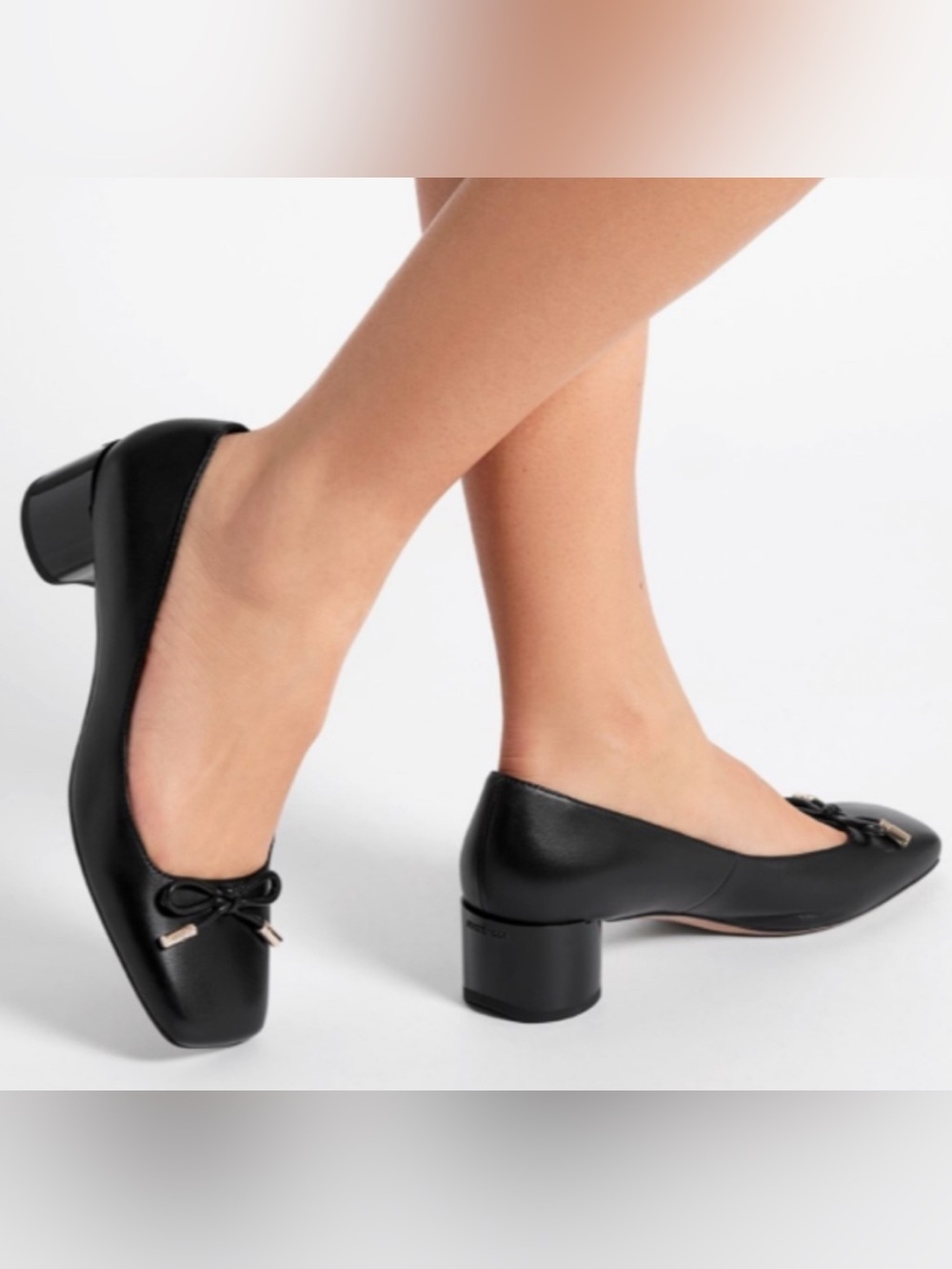 Franco Sarto Womens Natalia Square Toe Heel Pumps Black Leather Size 7 NWOB